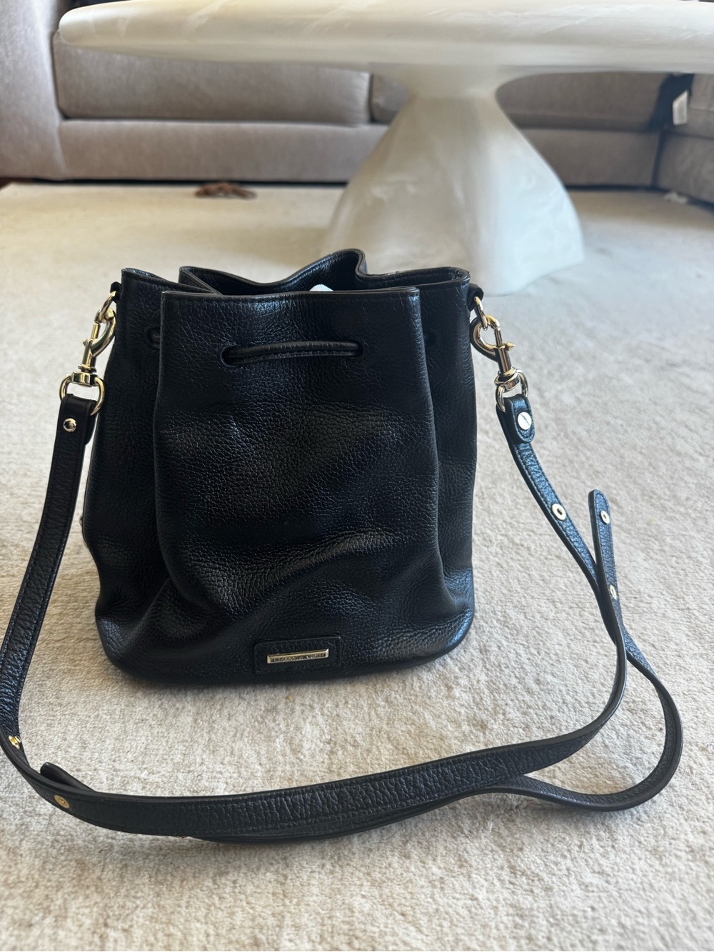 Rebecca Minkoff Black Leather Bucket Crossbody Bag